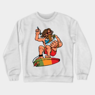 Powered By Ramen - Rastafarian Surfer Dude Crewneck Sweatshirt